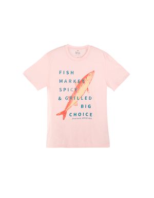 Camiseta rosada estampada en frente para hombre