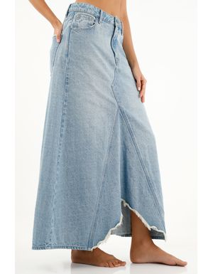 Falda azul con ruedo asimétrico para mujer