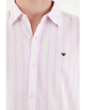 Camisa preteñida a rayas rosada para hombre