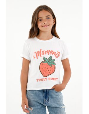 Camiseta blanca con estampado frontal para niña