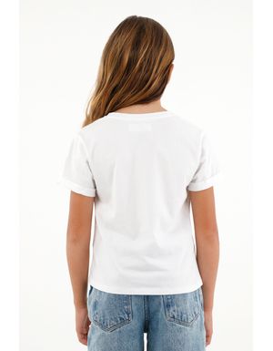 Camiseta blanca con estampado frontal para niña